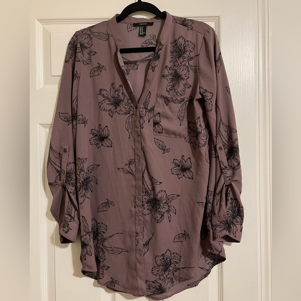 FOREVER 21 Long Sleeve Floral Blouse